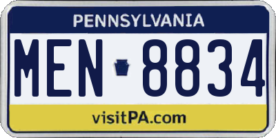 PA license plate MEN8834