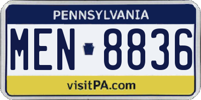 PA license plate MEN8836