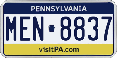 PA license plate MEN8837