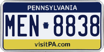 PA license plate MEN8838