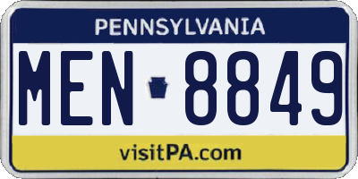 PA license plate MEN8849