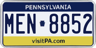 PA license plate MEN8852