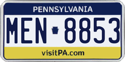 PA license plate MEN8853
