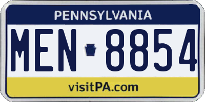PA license plate MEN8854