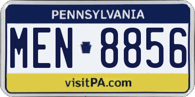 PA license plate MEN8856