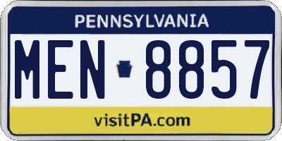 PA license plate MEN8857