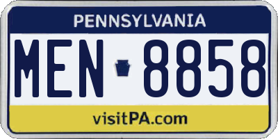 PA license plate MEN8858