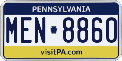 PA license plate MEN8860