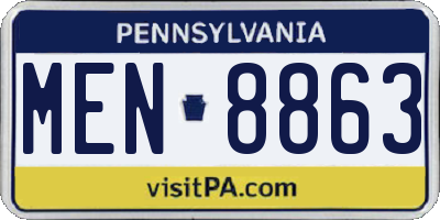 PA license plate MEN8863