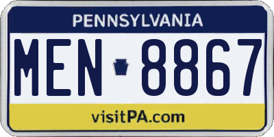 PA license plate MEN8867
