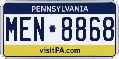 PA license plate MEN8868