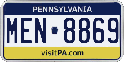 PA license plate MEN8869
