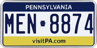 PA license plate MEN8874