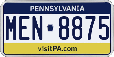 PA license plate MEN8875