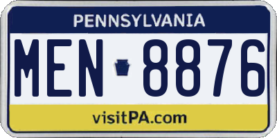 PA license plate MEN8876
