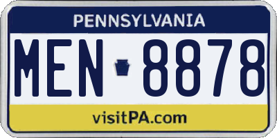 PA license plate MEN8878