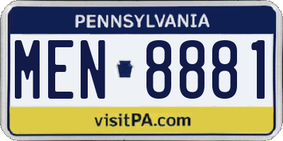 PA license plate MEN8881