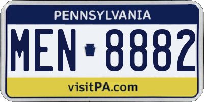 PA license plate MEN8882