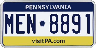PA license plate MEN8891