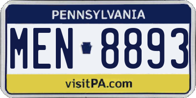 PA license plate MEN8893
