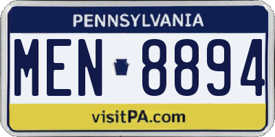 PA license plate MEN8894