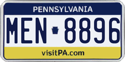 PA license plate MEN8896