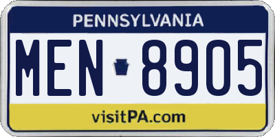 PA license plate MEN8905