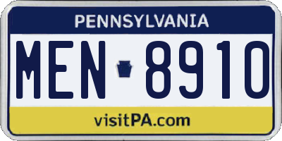 PA license plate MEN8910