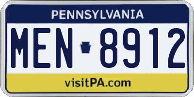 PA license plate MEN8912
