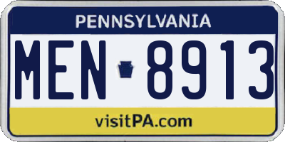 PA license plate MEN8913