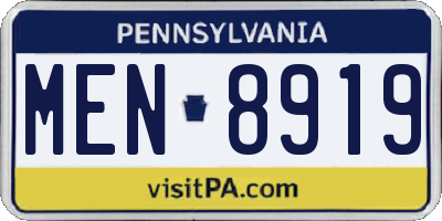 PA license plate MEN8919