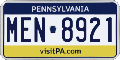 PA license plate MEN8921
