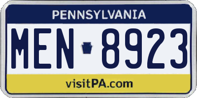 PA license plate MEN8923