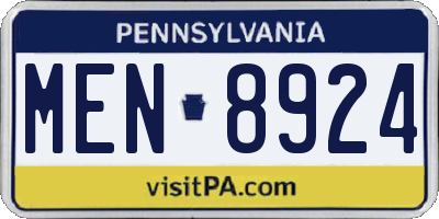 PA license plate MEN8924