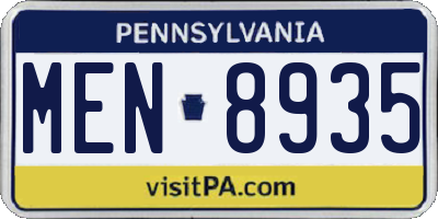 PA license plate MEN8935