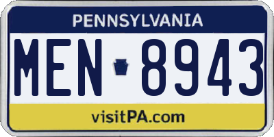 PA license plate MEN8943