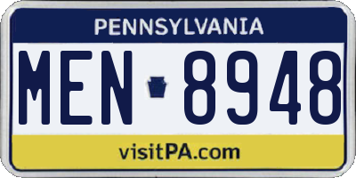PA license plate MEN8948