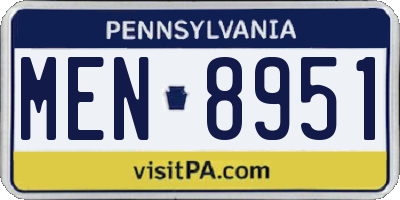 PA license plate MEN8951