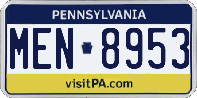 PA license plate MEN8953