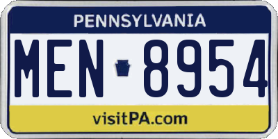 PA license plate MEN8954