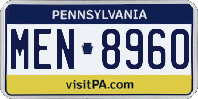 PA license plate MEN8960