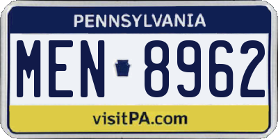 PA license plate MEN8962