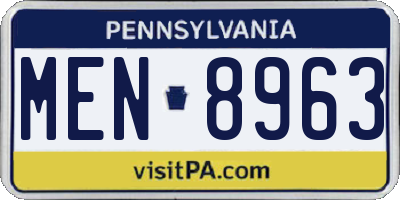 PA license plate MEN8963