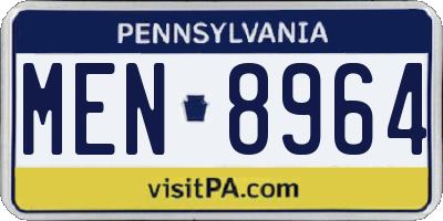 PA license plate MEN8964