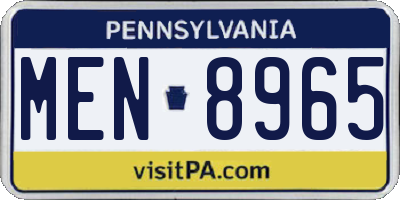 PA license plate MEN8965