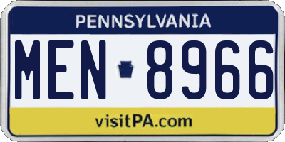 PA license plate MEN8966
