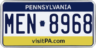 PA license plate MEN8968