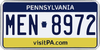 PA license plate MEN8972