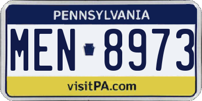 PA license plate MEN8973