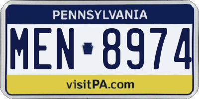 PA license plate MEN8974